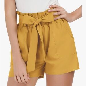 Women Summer Casual Shorts with Pockets Bowknot Tie Waist
